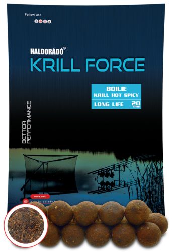 Haldorádó KRILL FORCE Boilie Long Life 20 mm - Krill Hot Spicy 700g