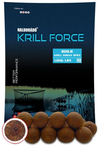 Haldorádó KRILL FORCE Boilie Long Life 30 mm - Krill Indian Spice 700g