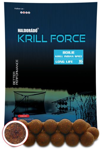 Haldorádó KRILL FORCE Boilie Long Life 16 mm - Krill Indian Spice 700g